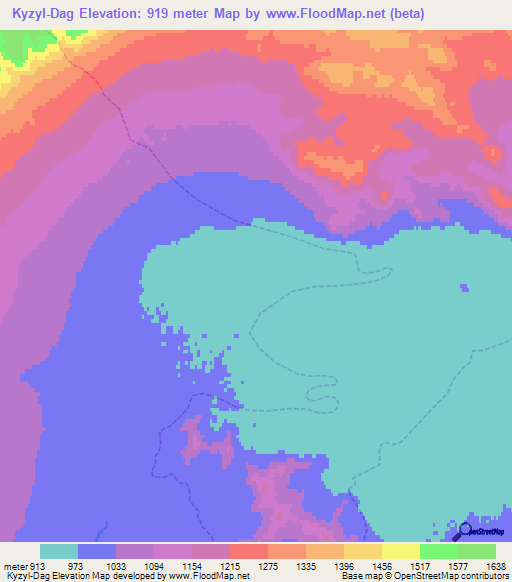 Kyzyl-Dag,Russia Elevation Map