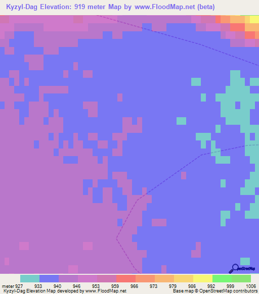 Kyzyl-Dag,Russia Elevation Map