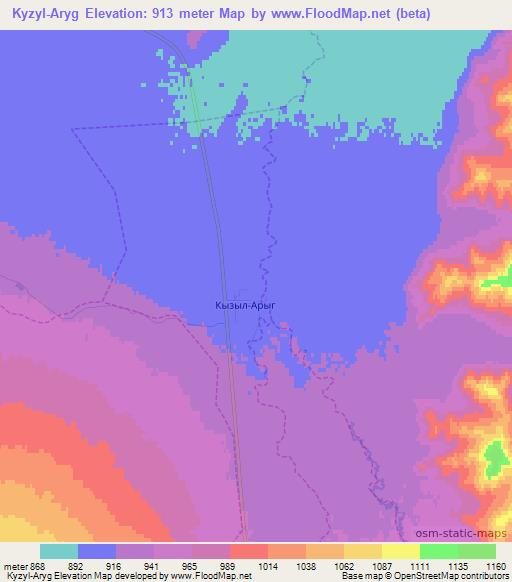 Kyzyl-Aryg,Russia Elevation Map