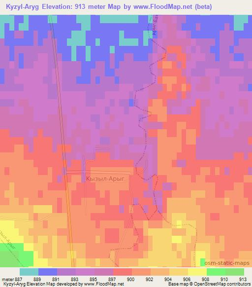 Kyzyl-Aryg,Russia Elevation Map