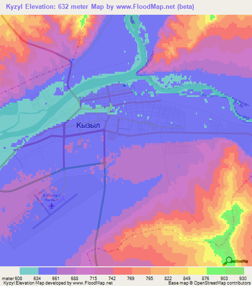 Kyzyl,Russia Elevation Map