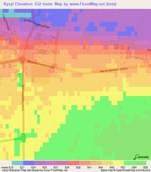 Kyzyl,Russia Elevation Map