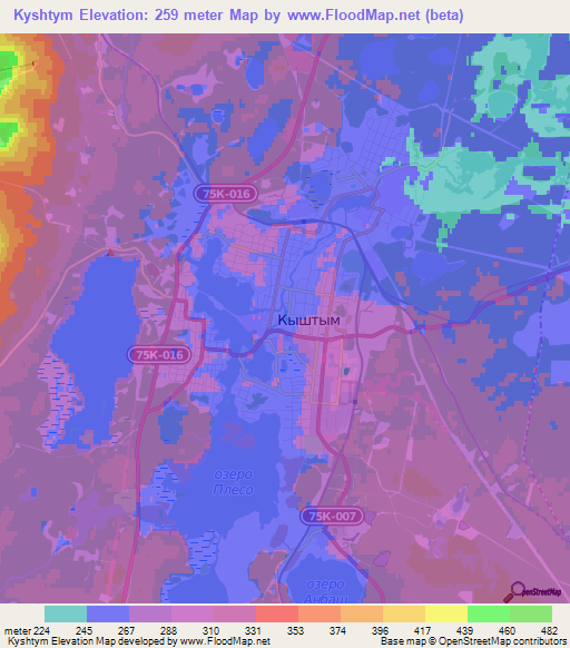 Kyshtym,Russia Elevation Map