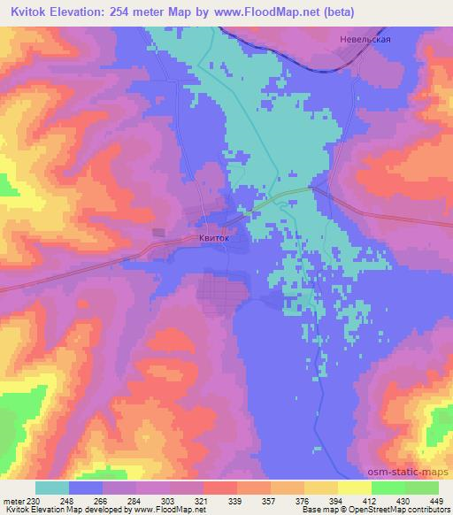 Kvitok,Russia Elevation Map