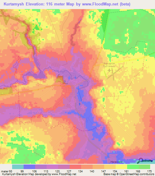 Kurtamysh,Russia Elevation Map