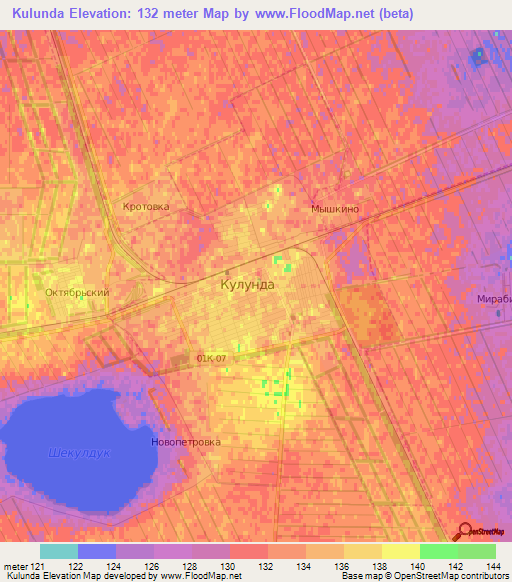 Kulunda,Russia Elevation Map