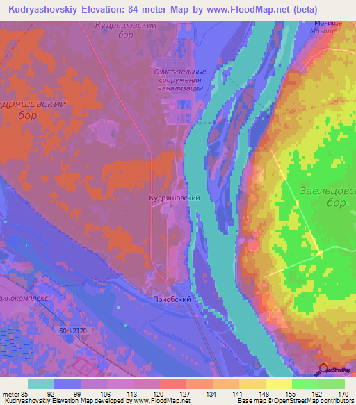 Kudryashovskiy,Russia Elevation Map