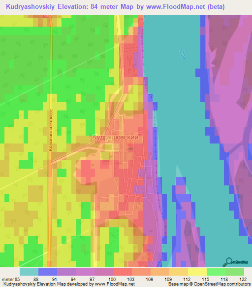 Kudryashovskiy,Russia Elevation Map