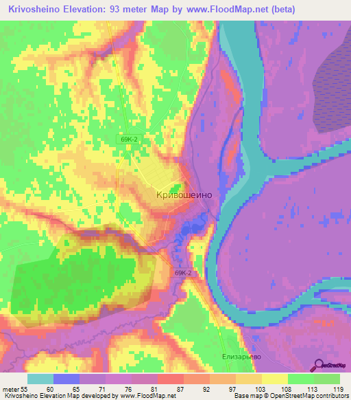 Krivosheino,Russia Elevation Map