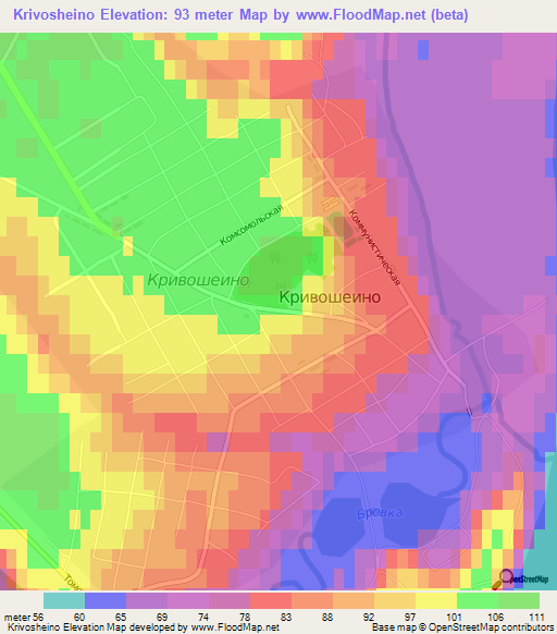 Krivosheino,Russia Elevation Map