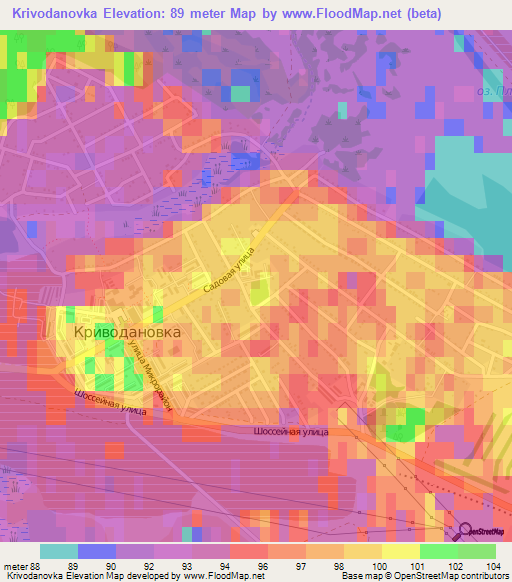 Krivodanovka,Russia Elevation Map