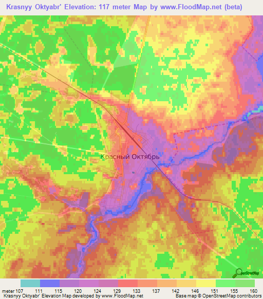 Krasnyy Oktyabr',Russia Elevation Map