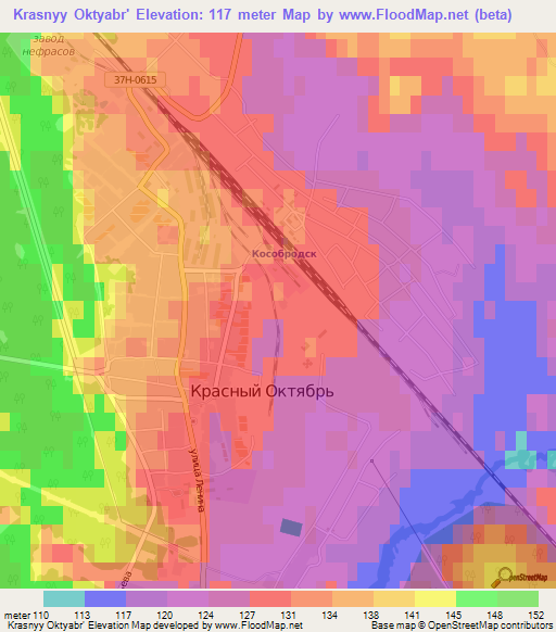 Krasnyy Oktyabr',Russia Elevation Map