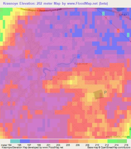 Krasnoye,Russia Elevation Map