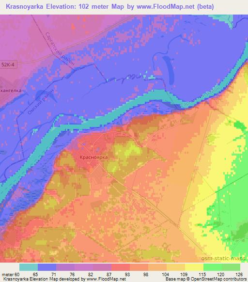 Krasnoyarka,Russia Elevation Map