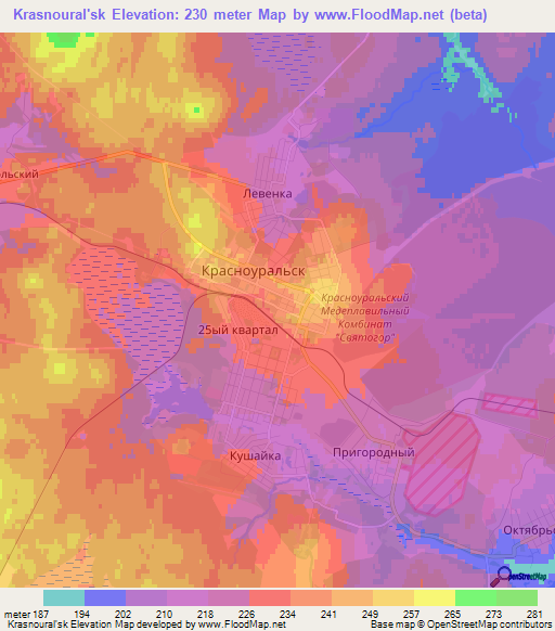 Krasnoural'sk,Russia Elevation Map