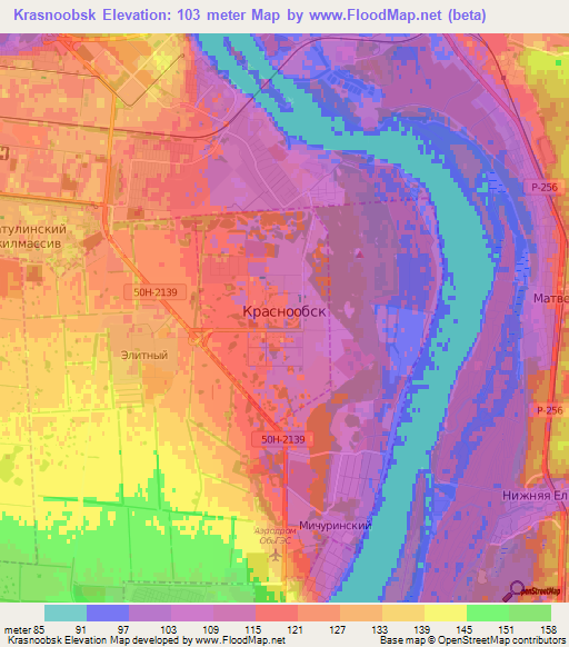 Krasnoobsk,Russia Elevation Map