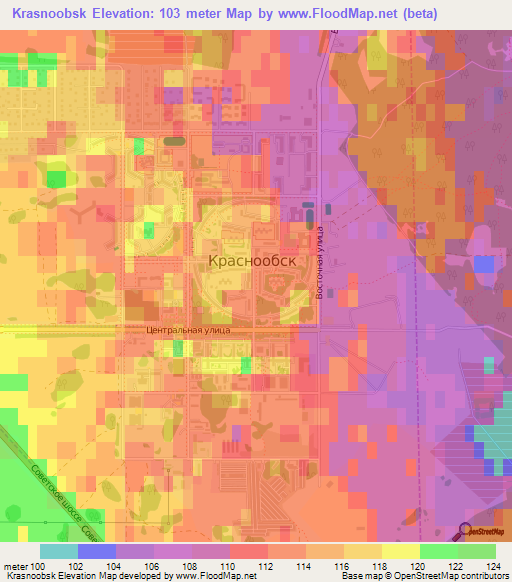 Krasnoobsk,Russia Elevation Map