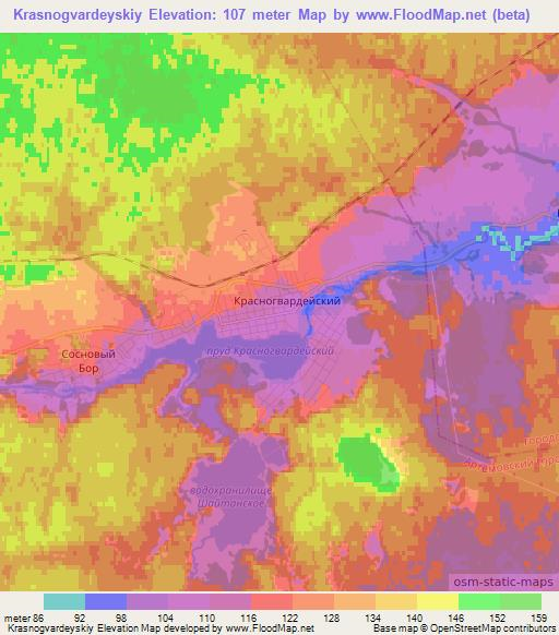 Krasnogvardeyskiy,Russia Elevation Map