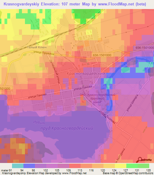 Krasnogvardeyskiy,Russia Elevation Map