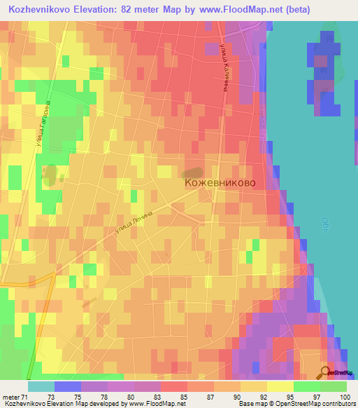 Kozhevnikovo,Russia Elevation Map