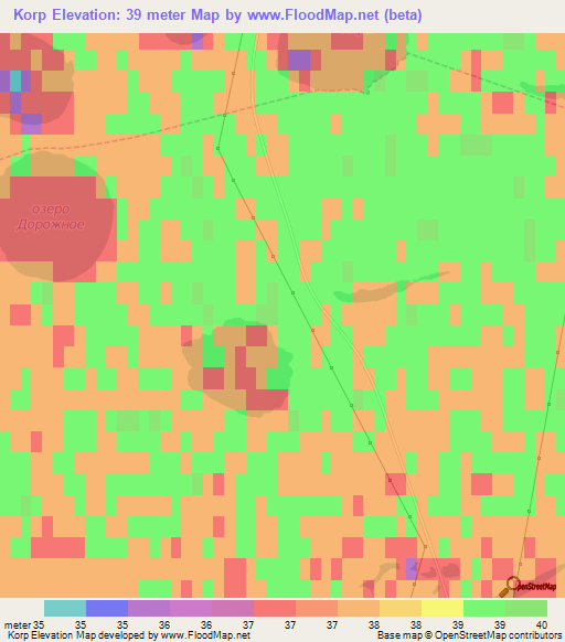 Korp,Russia Elevation Map