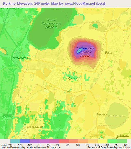 Korkino,Russia Elevation Map