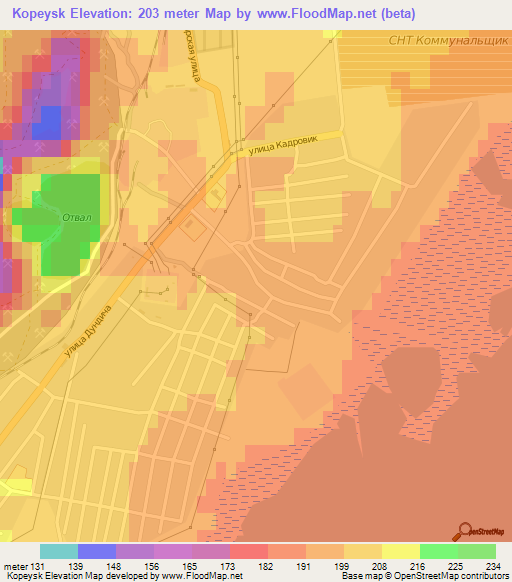 Kopeysk,Russia Elevation Map