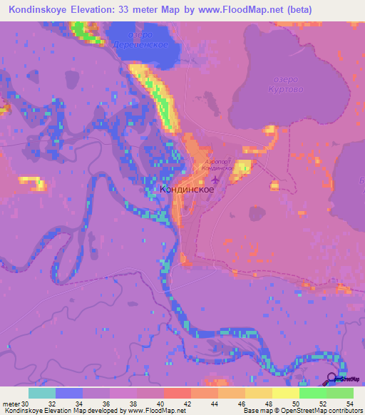 Kondinskoye,Russia Elevation Map