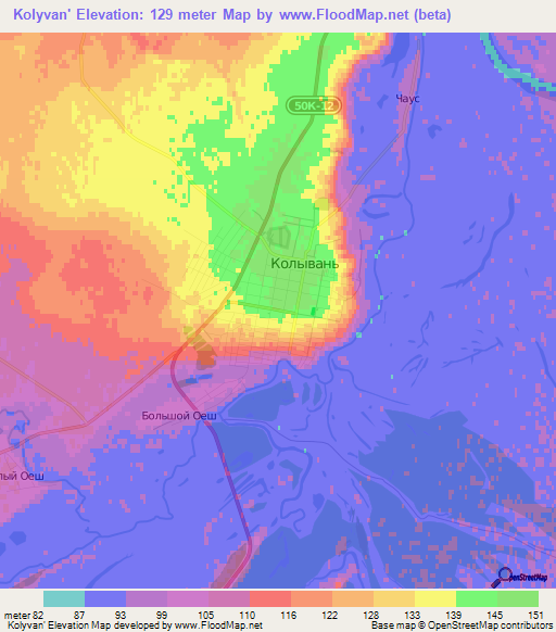 Kolyvan',Russia Elevation Map