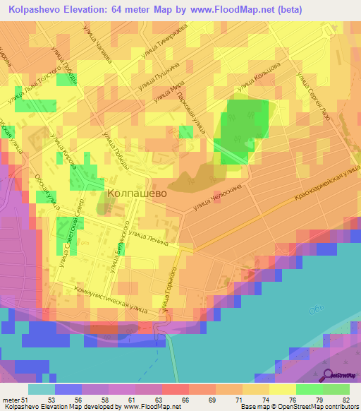 Kolpashevo,Russia Elevation Map