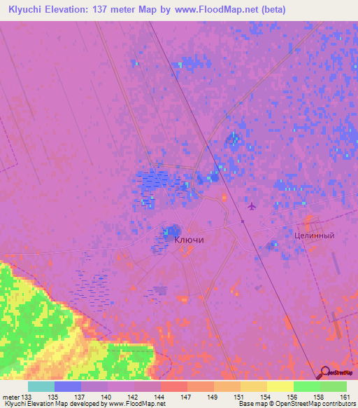 Klyuchi,Russia Elevation Map