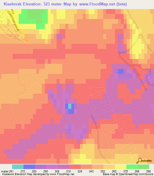 Kiselevsk,Russia Elevation Map