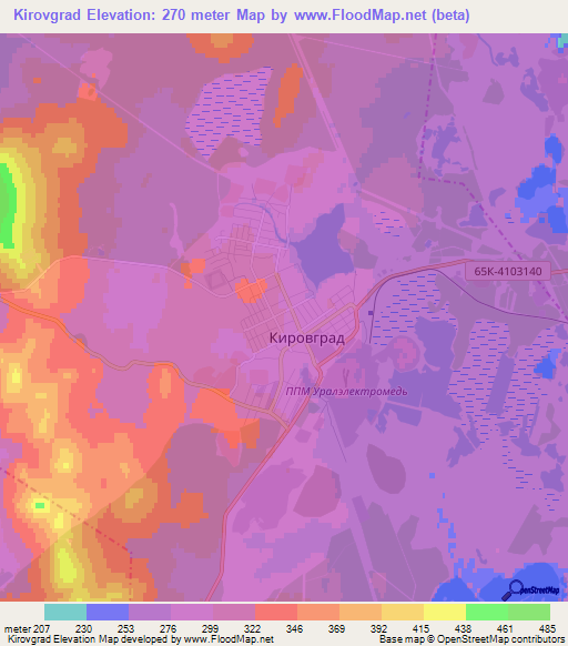 Kirovgrad,Russia Elevation Map