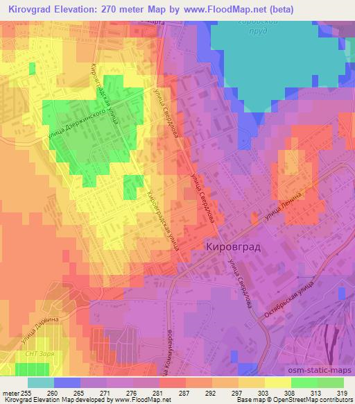 Kirovgrad,Russia Elevation Map