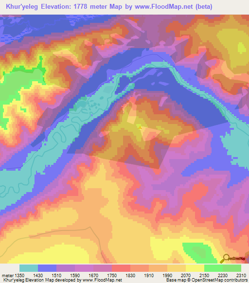 Khur'yeleg,Russia Elevation Map