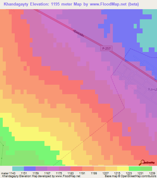 Khandagayty,Russia Elevation Map