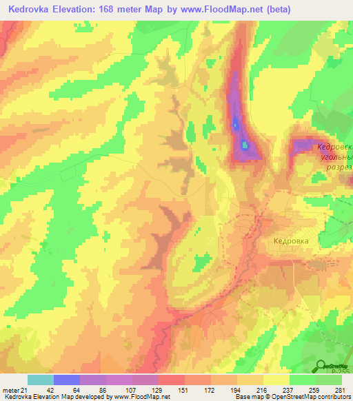 Kedrovka,Russia Elevation Map