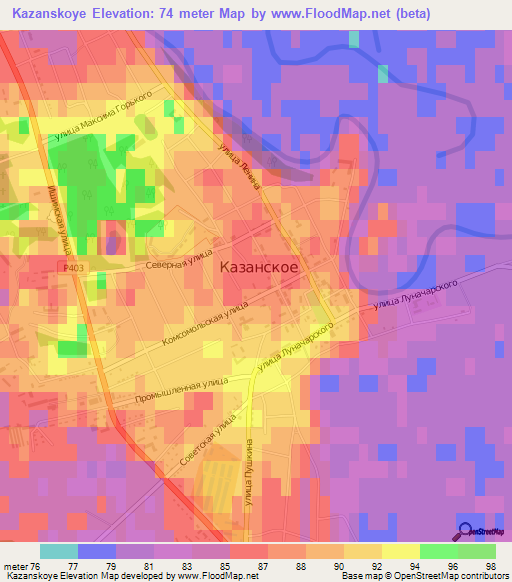 Kazanskoye,Russia Elevation Map