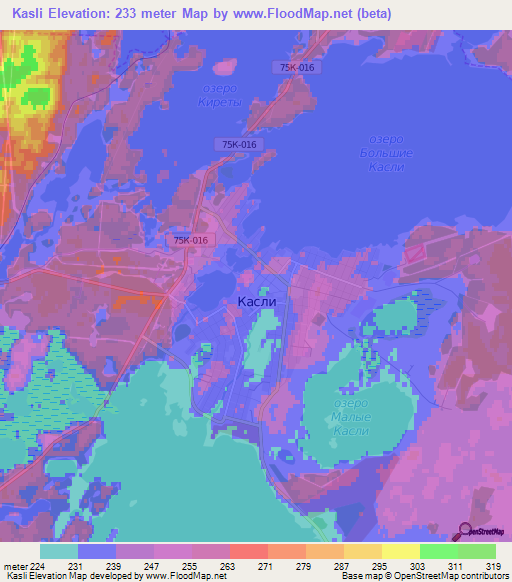 Kasli,Russia Elevation Map