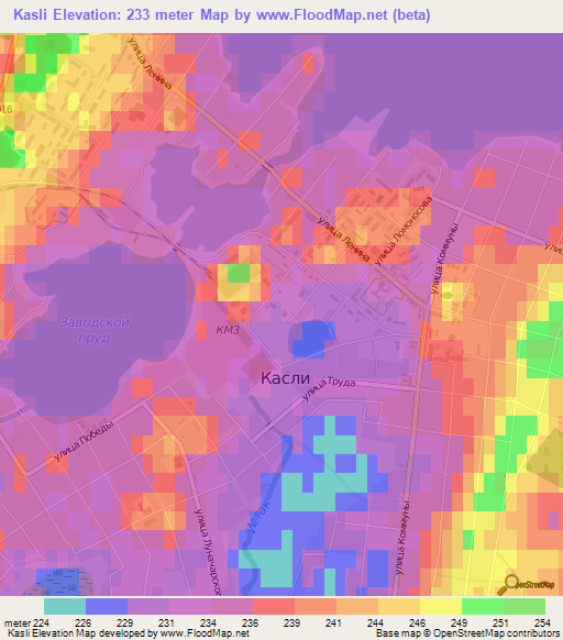 Kasli,Russia Elevation Map