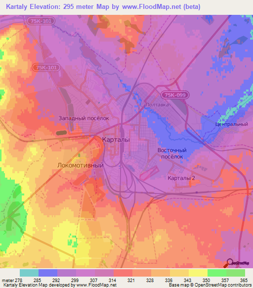 Kartaly,Russia Elevation Map
