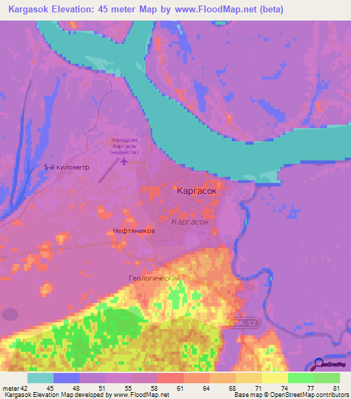 Kargasok,Russia Elevation Map