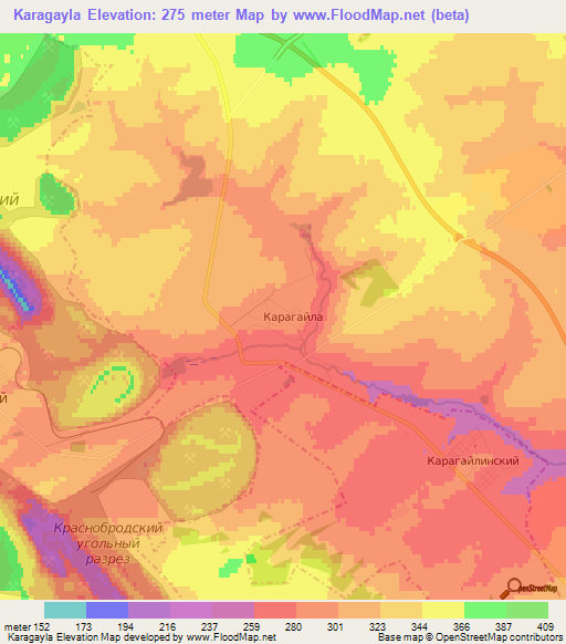 Karagayla,Russia Elevation Map