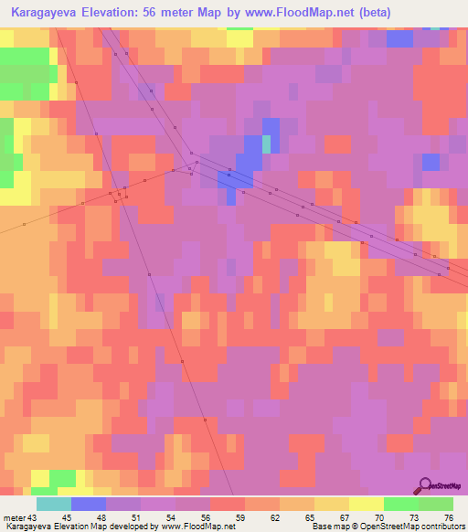 Karagayeva,Russia Elevation Map