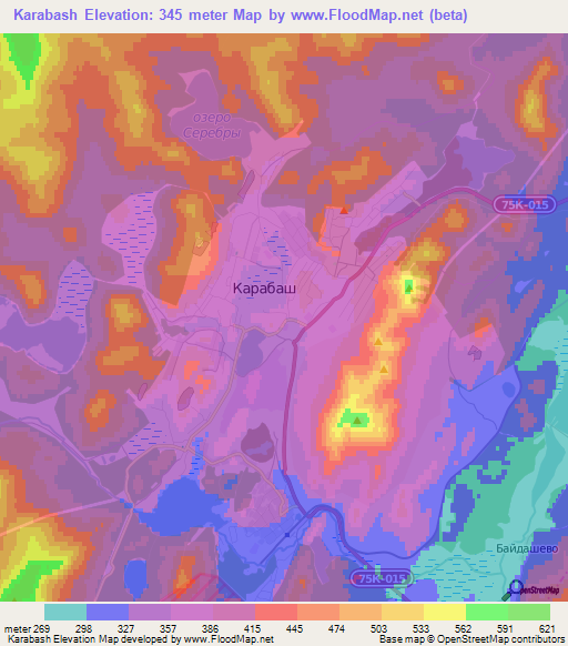 Karabash,Russia Elevation Map