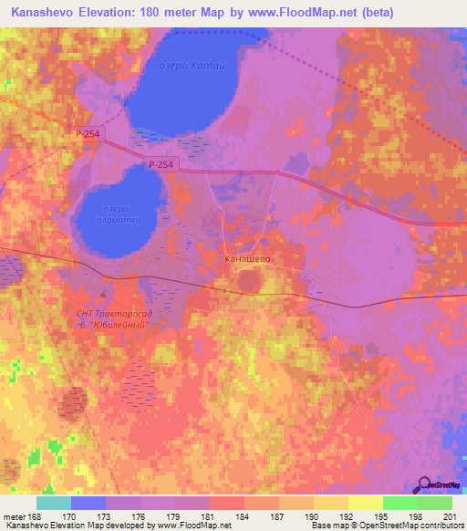 Kanashevo,Russia Elevation Map