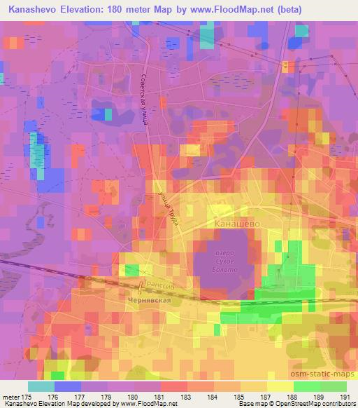 Kanashevo,Russia Elevation Map