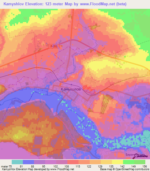 Kamyshlov,Russia Elevation Map