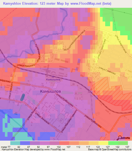 Kamyshlov,Russia Elevation Map